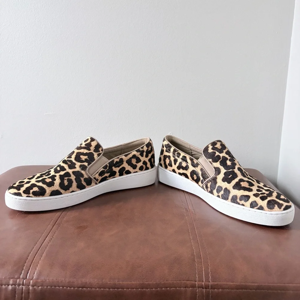 Michael Kors Keaton Leopard Calf Hair Slip On Sneakers - Picture 2 of 9